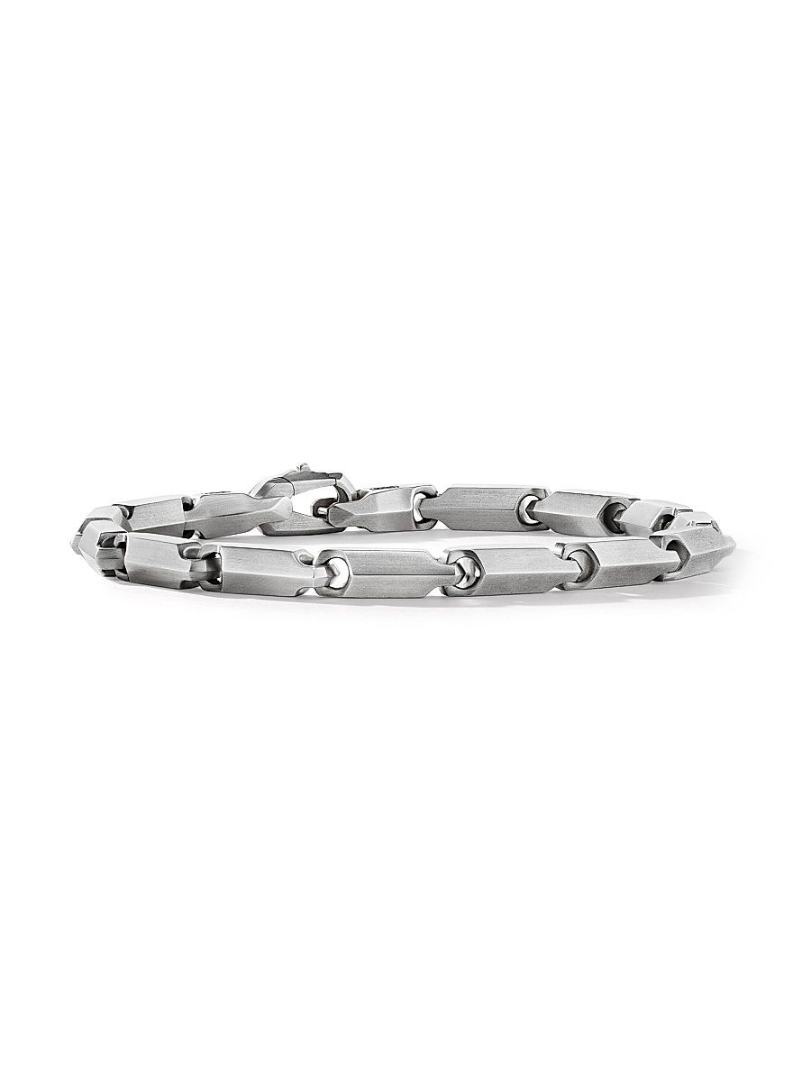 Men's Faceted Link Bracelet In Sterling Silver - Silver - Size Small