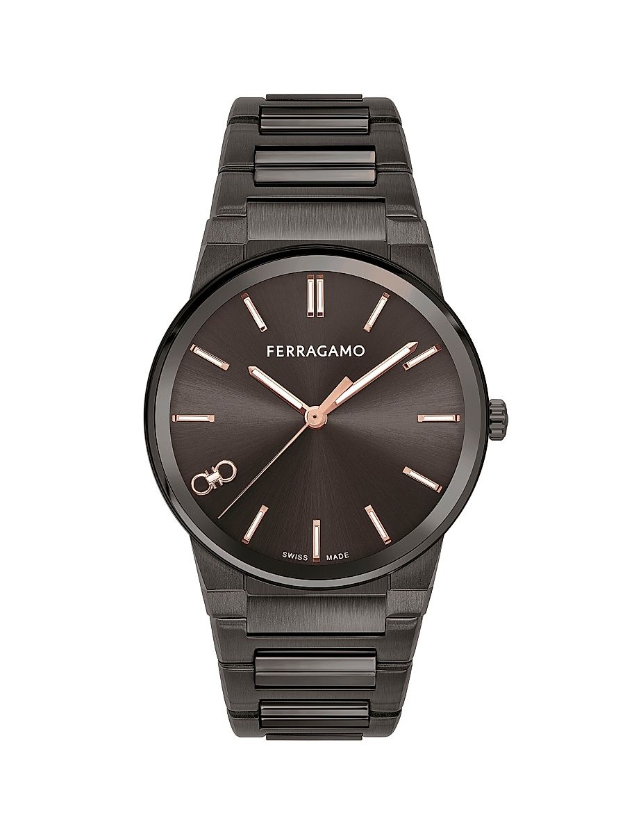 Men's Infinity Sapphire IP Gunmetal-Plated Stainless Steel Bracelet Watch/41MM - Grey Gold