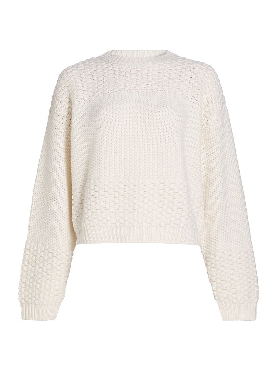 Women's Signe Textured Cashmere Sweater - Cream - Size Medium