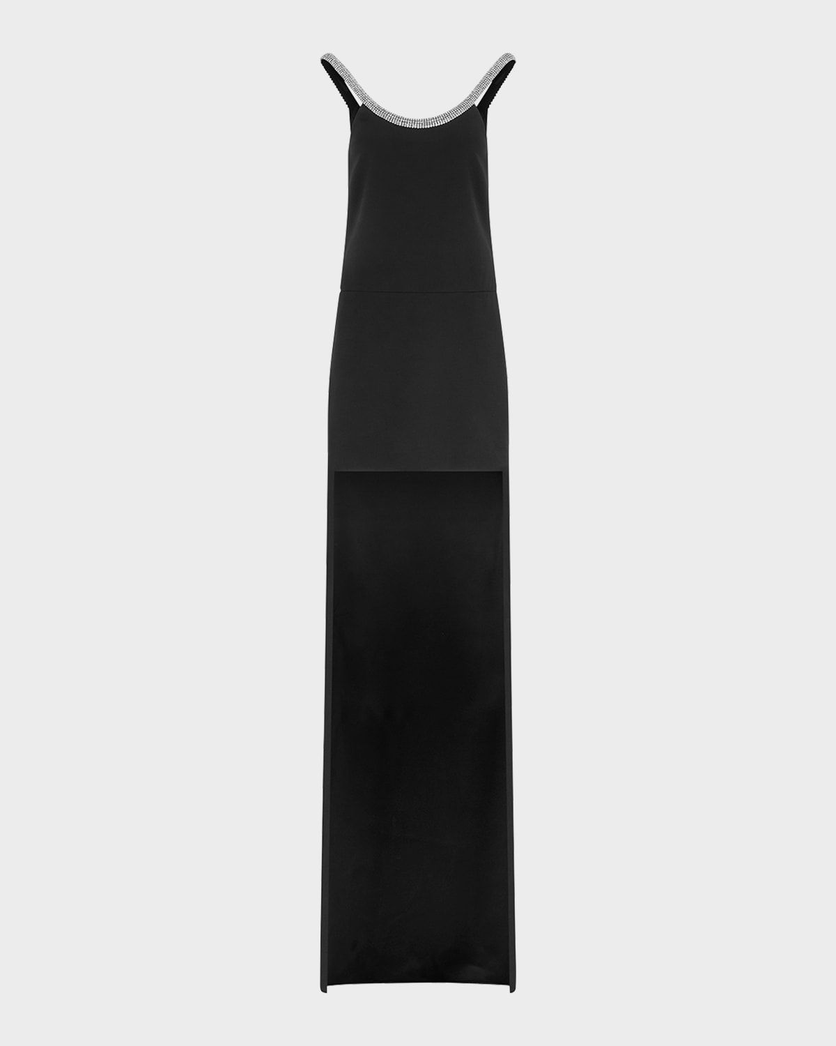 Crystal Sleeveless Grain De Poudre High-Low Gown