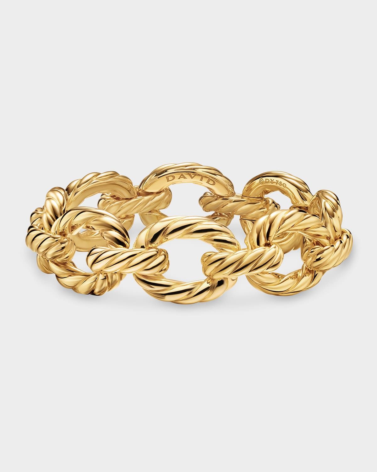 Sculpted Cable Oval Link Bracelet in 18K Gold