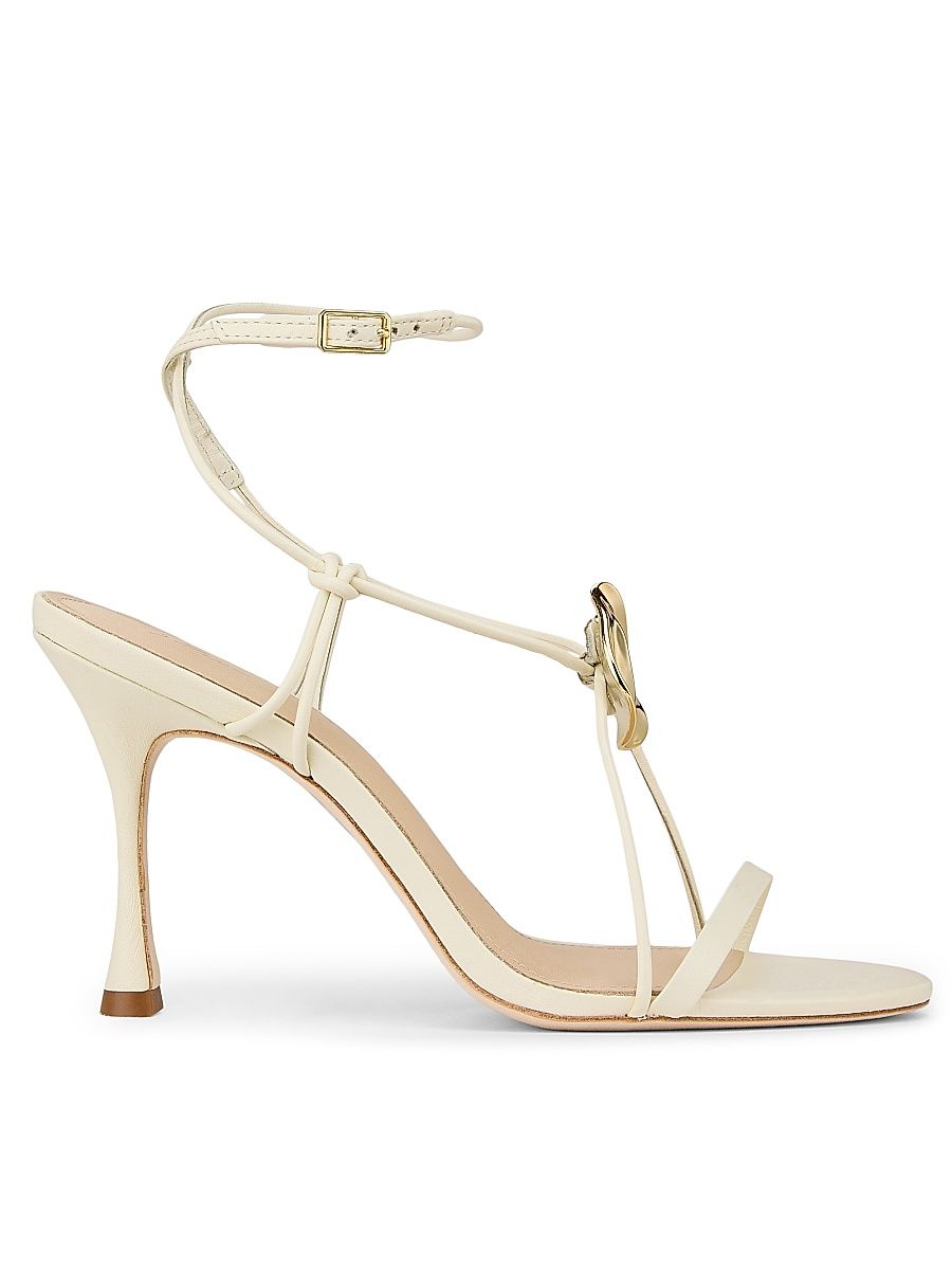 Women's 90MM Leather Sandals - Canolli Cream - Size 12