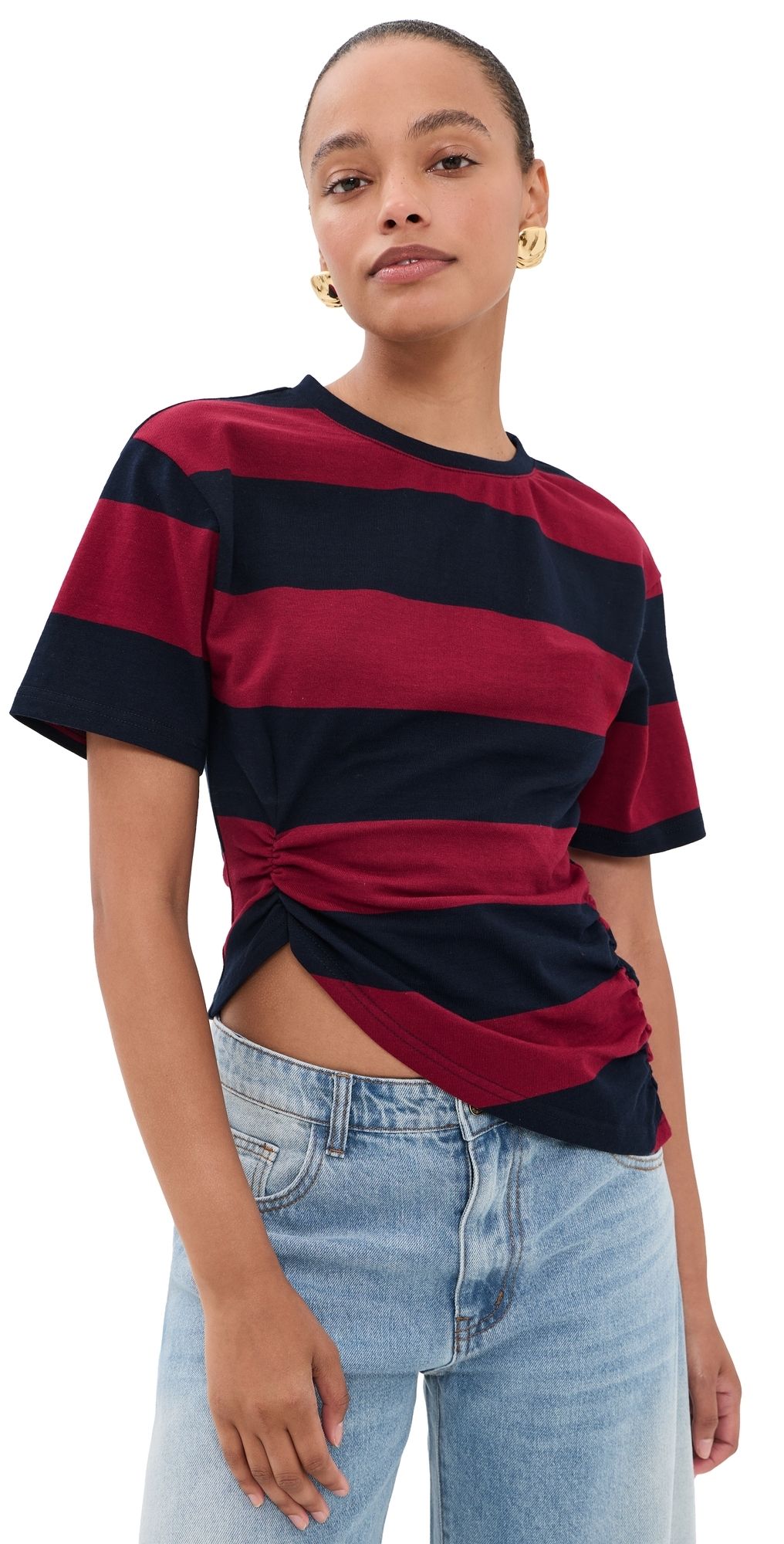 Lioness In Transit Tee Burgundy Stripe XS