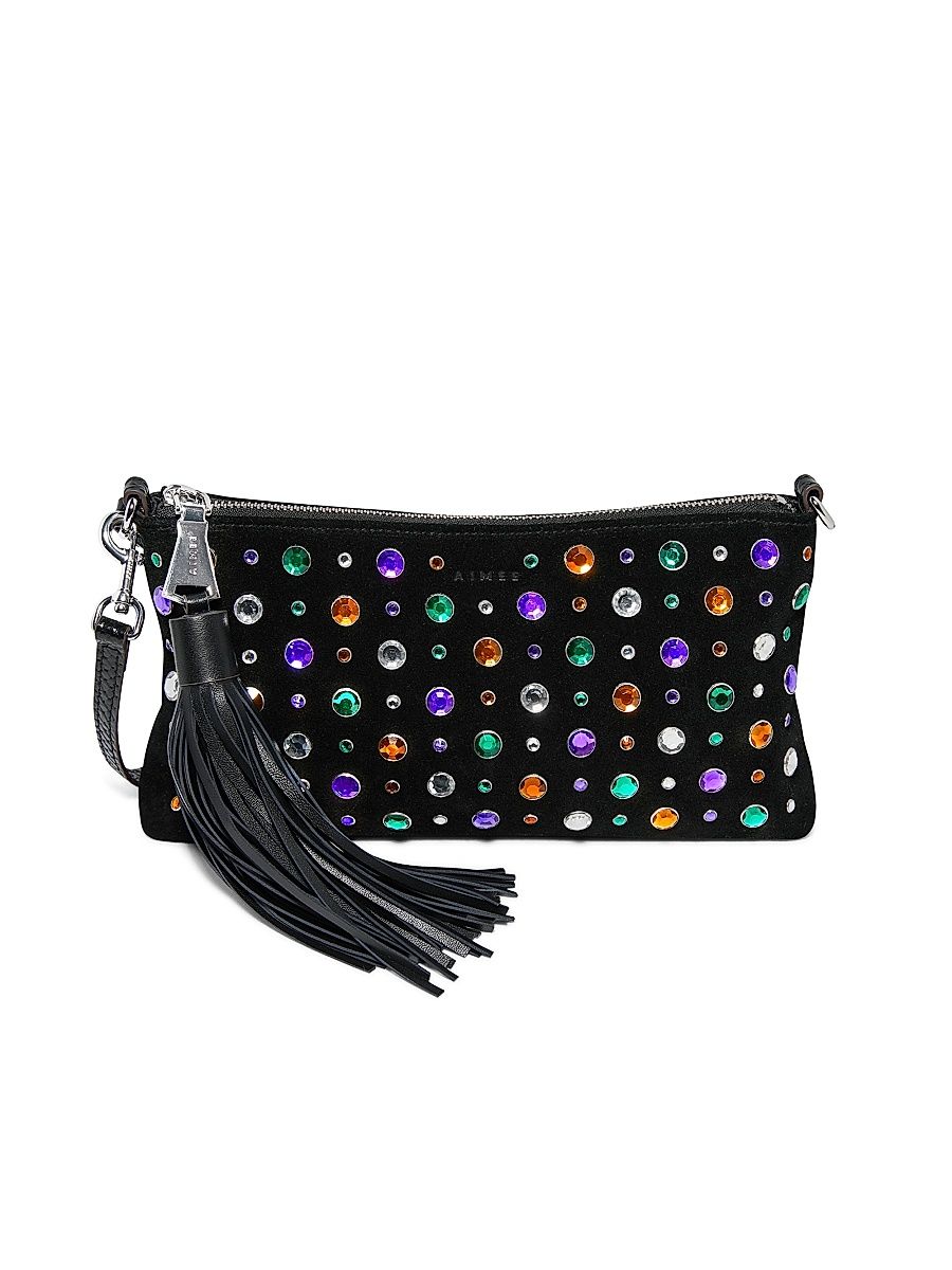 Women's Onyx Hour Zip Suede Clutch - Multi Jewels