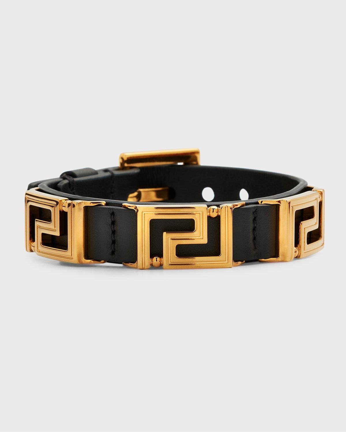 Greca and Leather Buckle Bracelet
