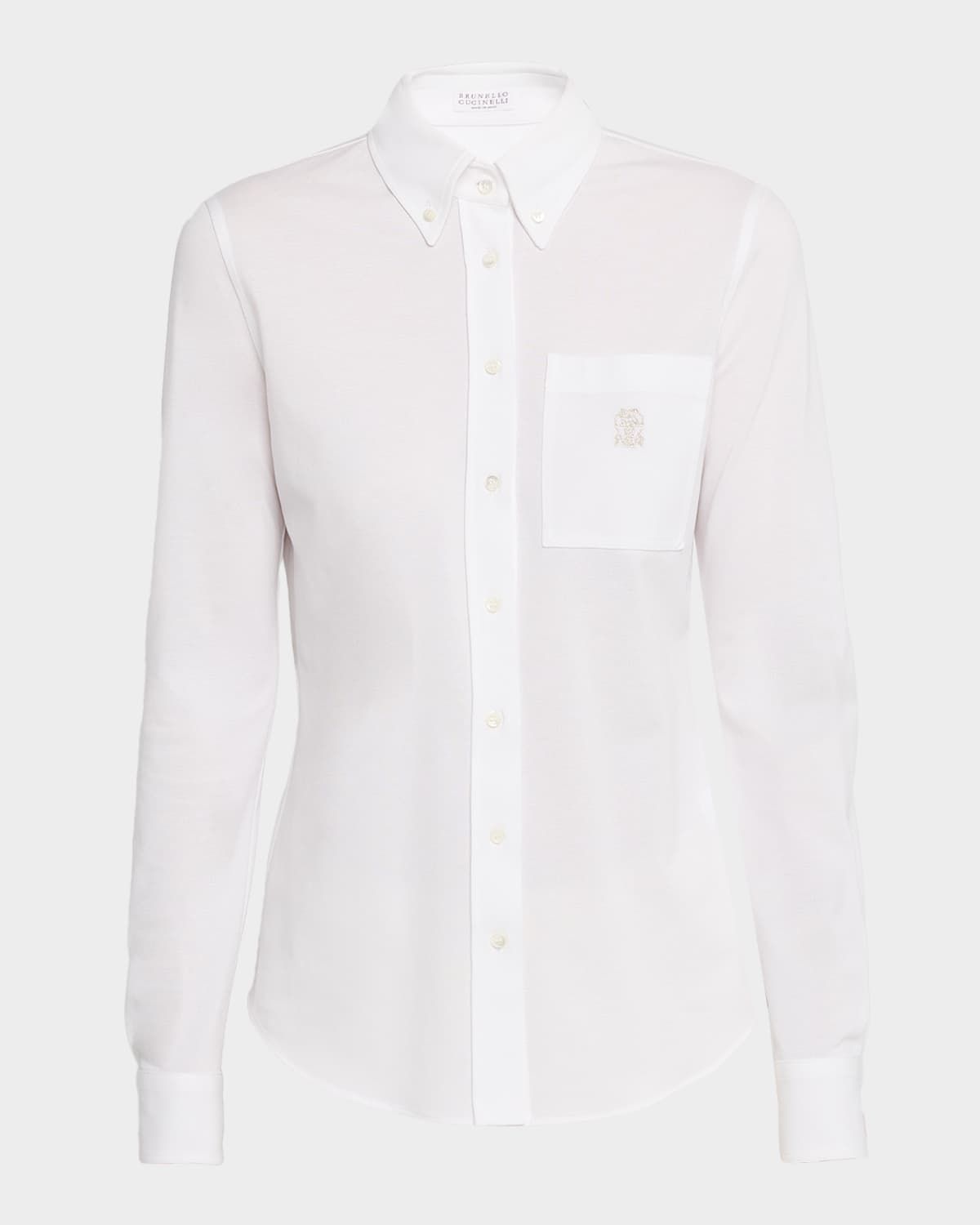 Cotton Stretch Pique Button-Down Shirt