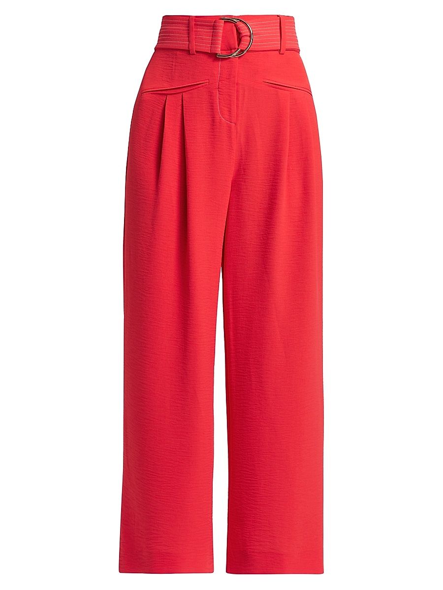 Women's Belted High-Rise Pants - Flame - Size 10