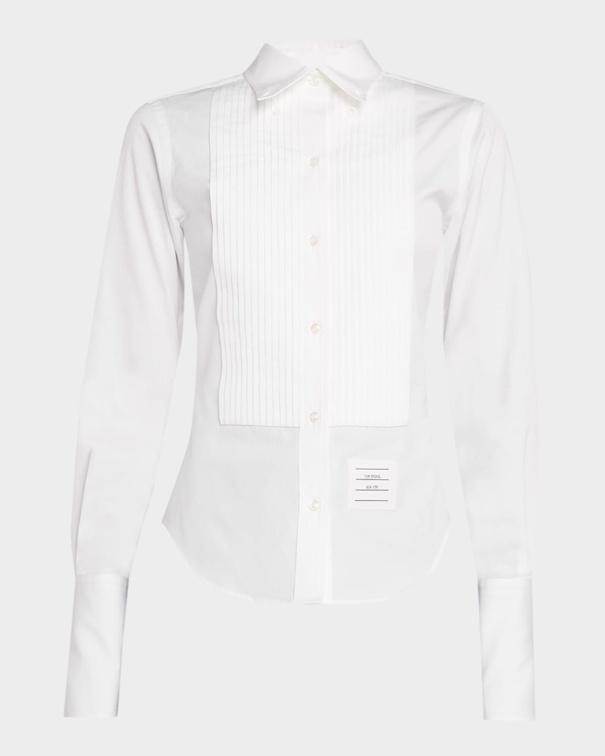 Plisse Bib Poplin Button-Down Shirt