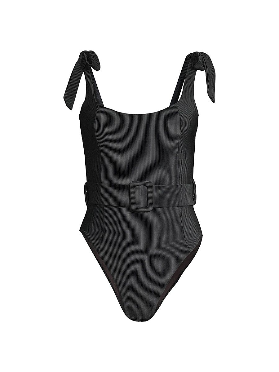 Women's Sydney Ribbed One-Piece Swimsuit - Black - Size XL