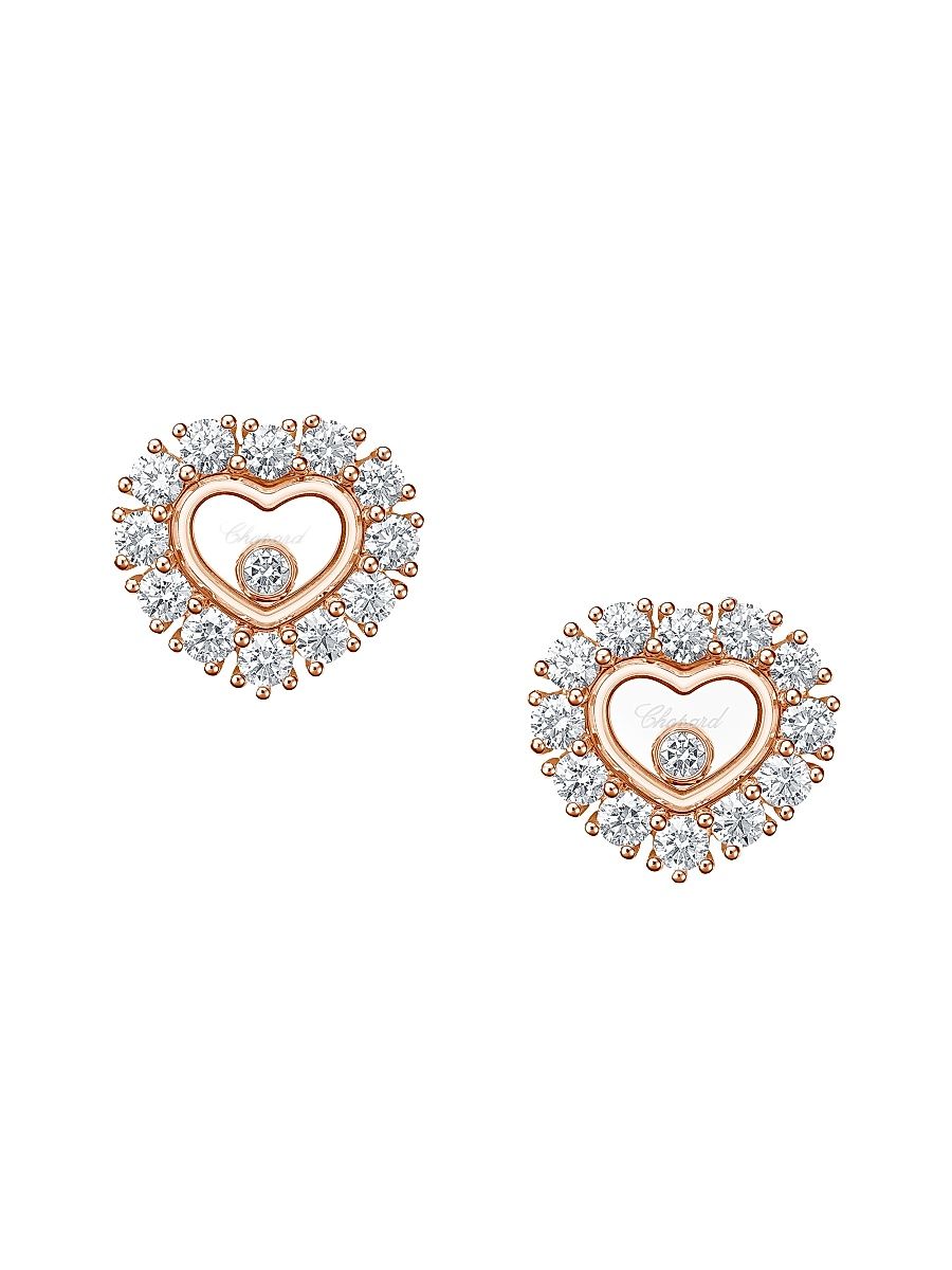 Women's Happy Diamonds Icons 18K Rose Gold & 1.23 TCW Diamond Heart Stud Earrings