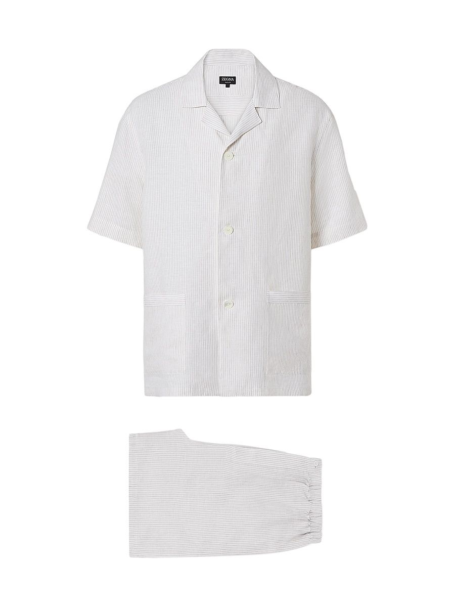 Men's Oasi Lino Pajamas - Light Taupe White - Size XXL