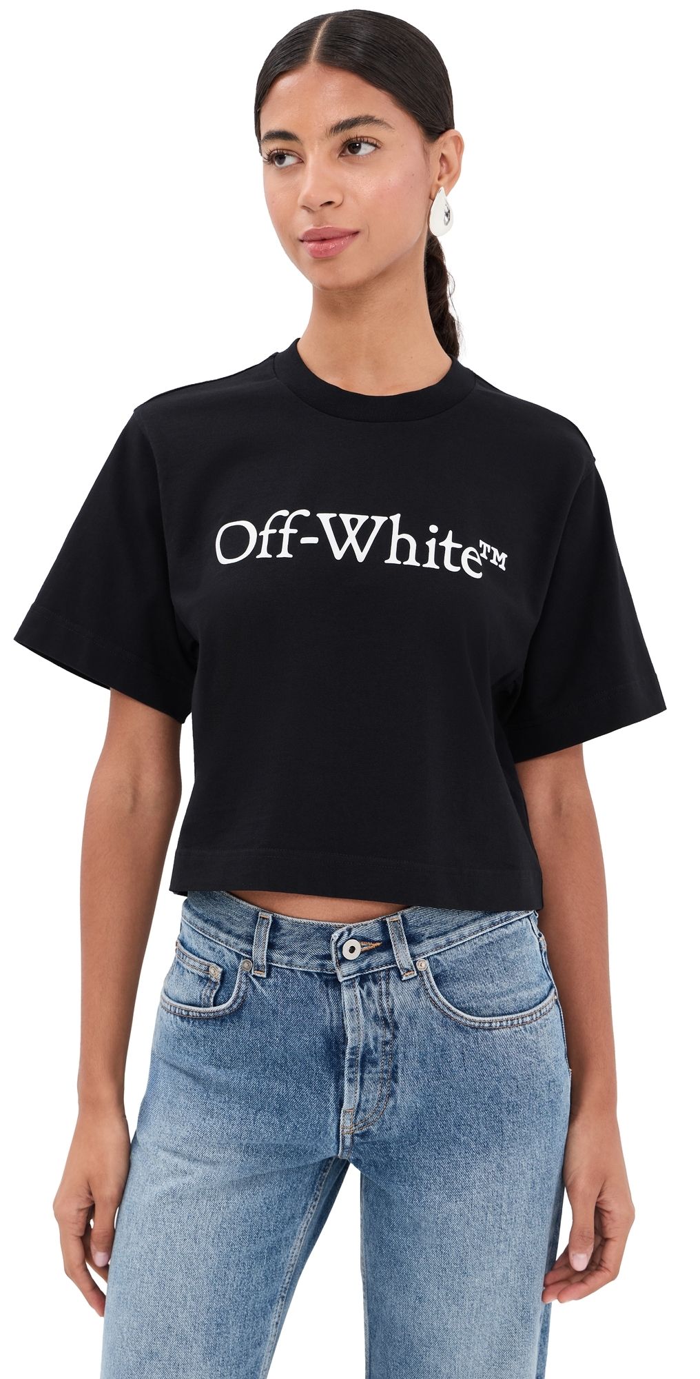 Off-White Big Logo Bookish Crop Tee Black/White XS