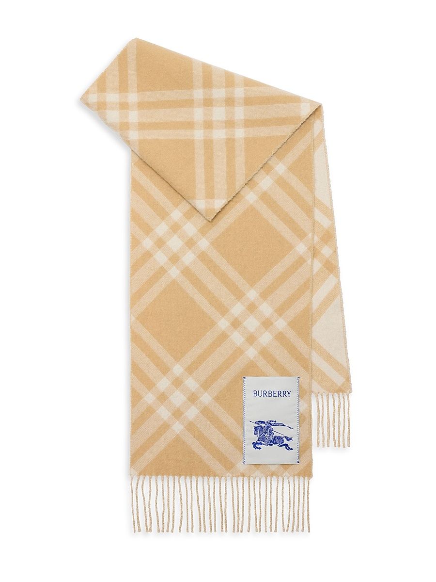 Women's Check Cashmere Scarf - Sand