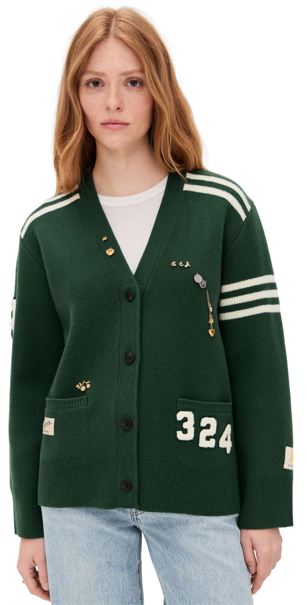 Sea Arther Varsity Knit Cardigan Pine XL