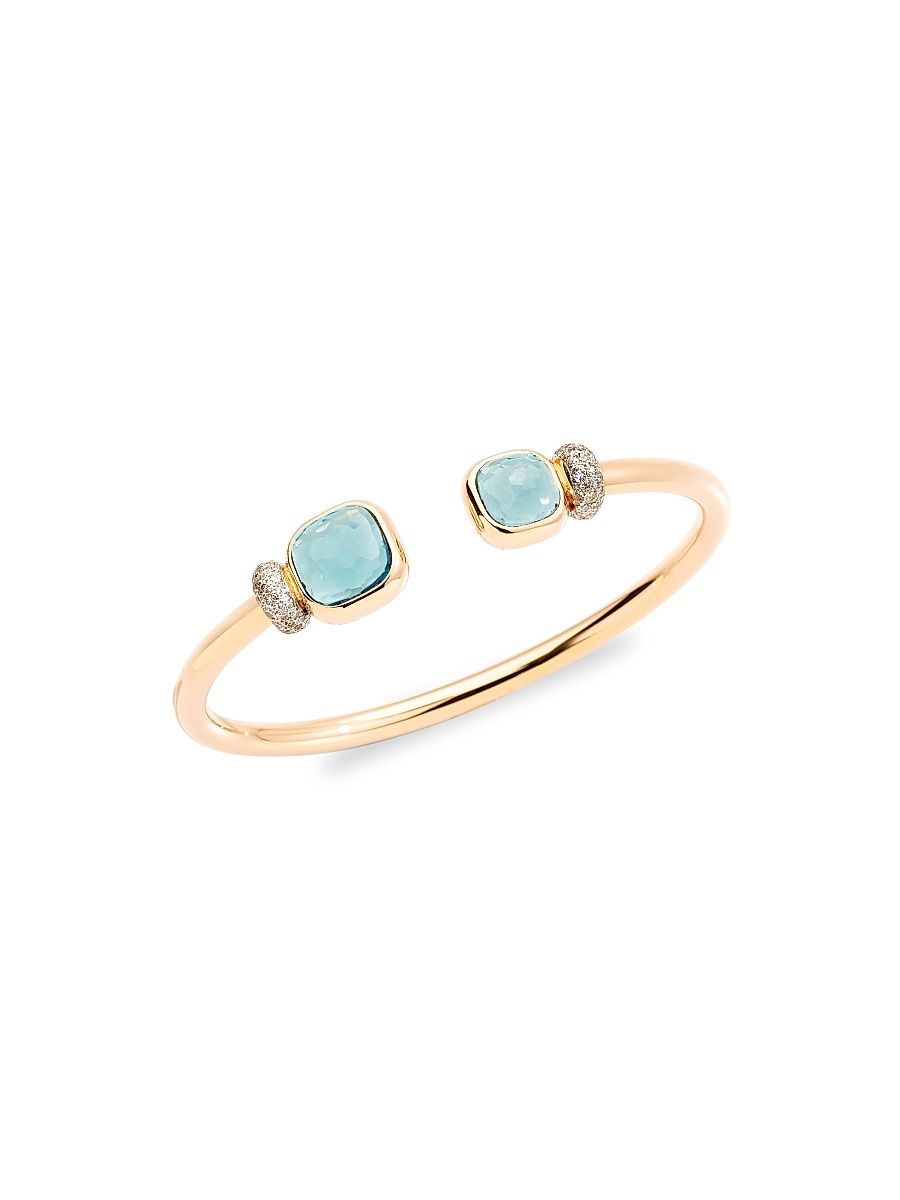 Women's Nudo 18K Rose Gold, Sky Blue Topaz & Diamond Cuff - Rose Gold - Size Medium