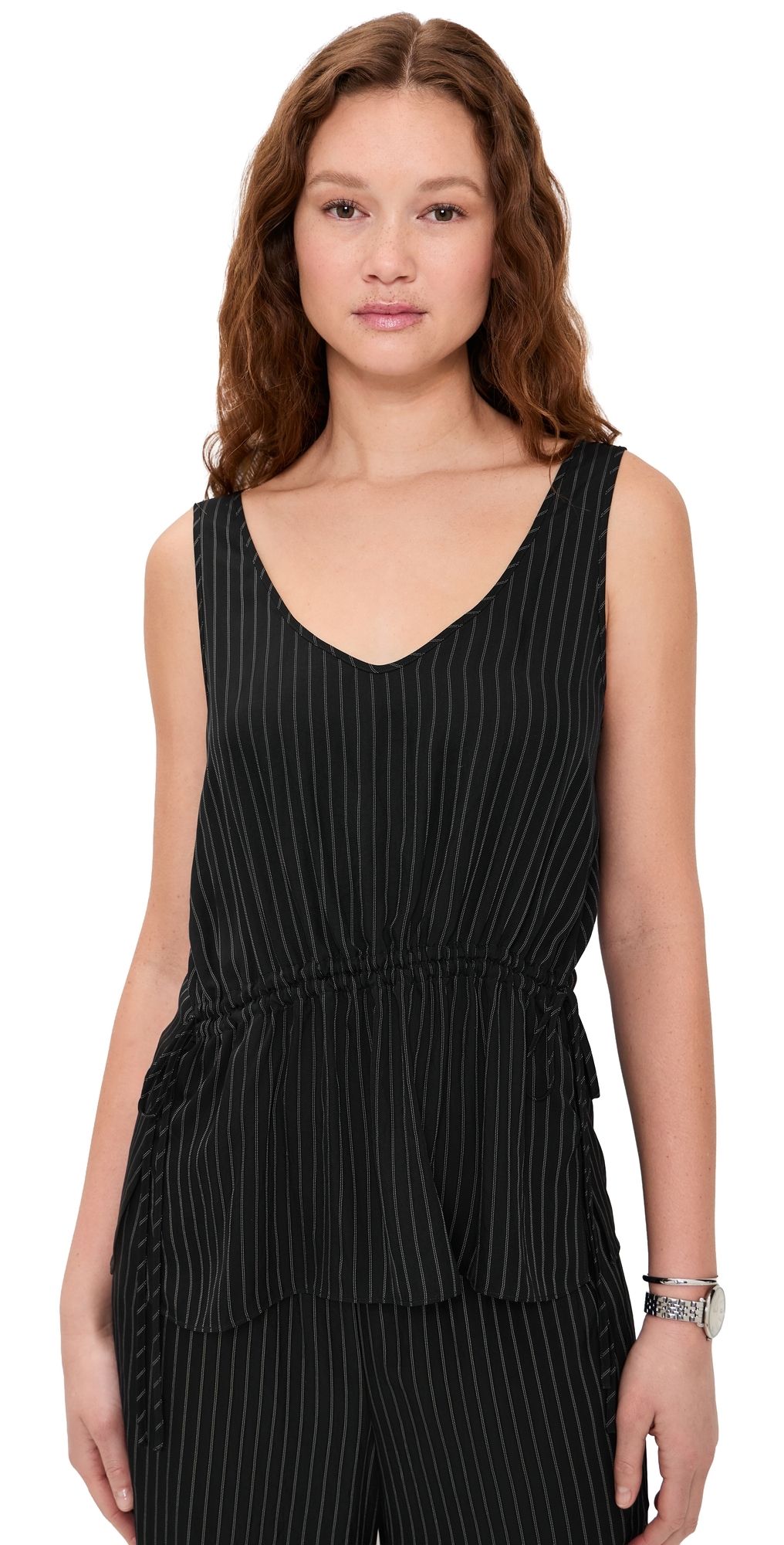 Theory Tie Easy Tank Top Black multi L