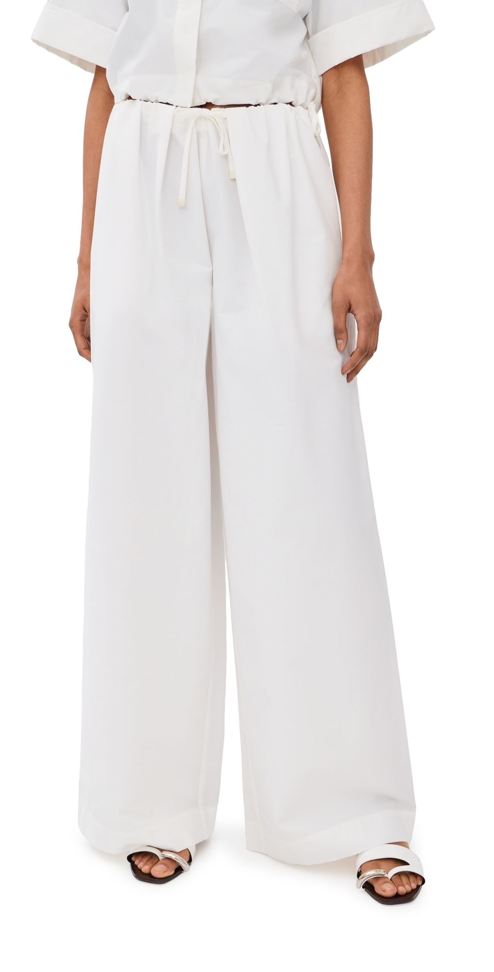 SIMKHAI Rhea Cotton Wide Leg Pants White S