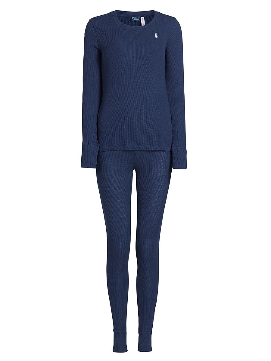 Women's Henley Shirt & Jogger Pants Set - Navy - Size XXL