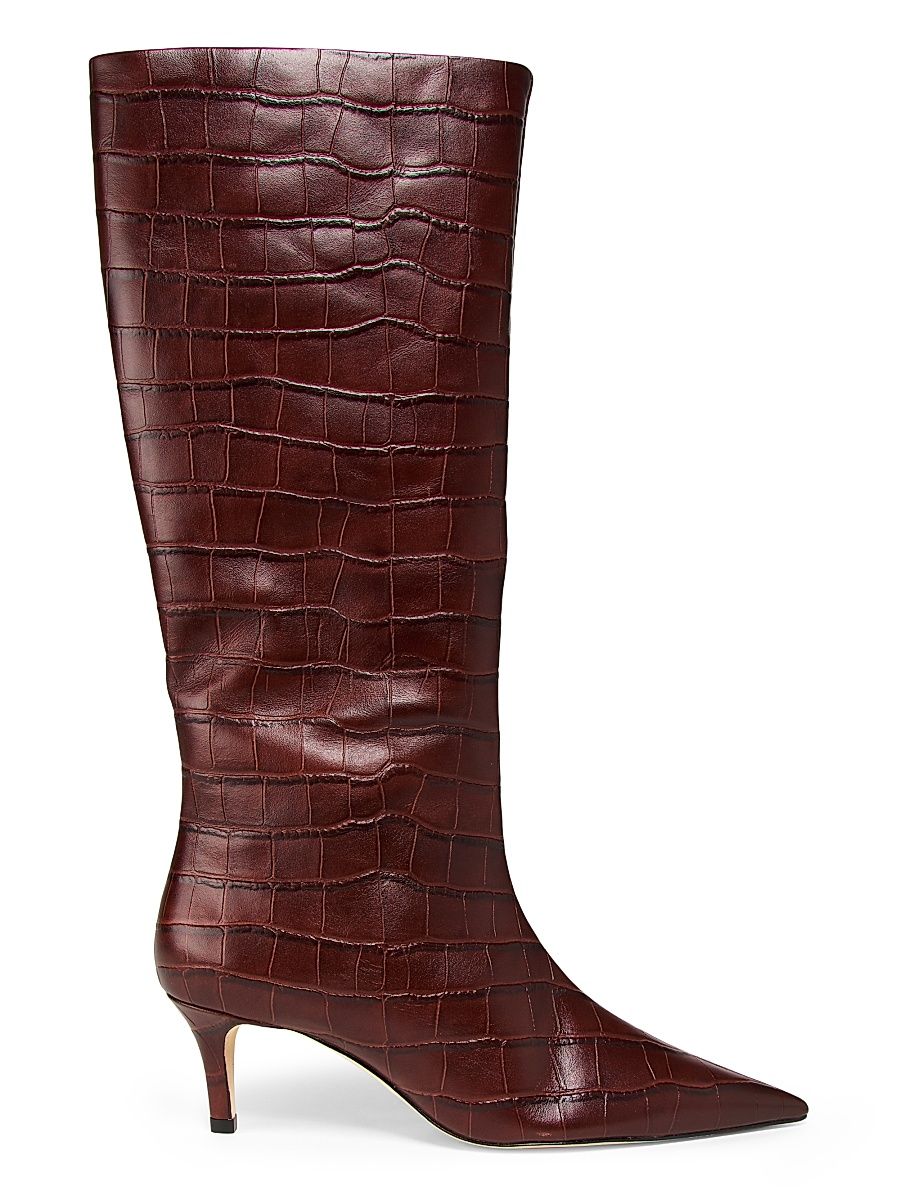 Women's 55MM Crocodile-Embossed Leather Knee-High Boots - Rum Embossed Crocodile - Size 11