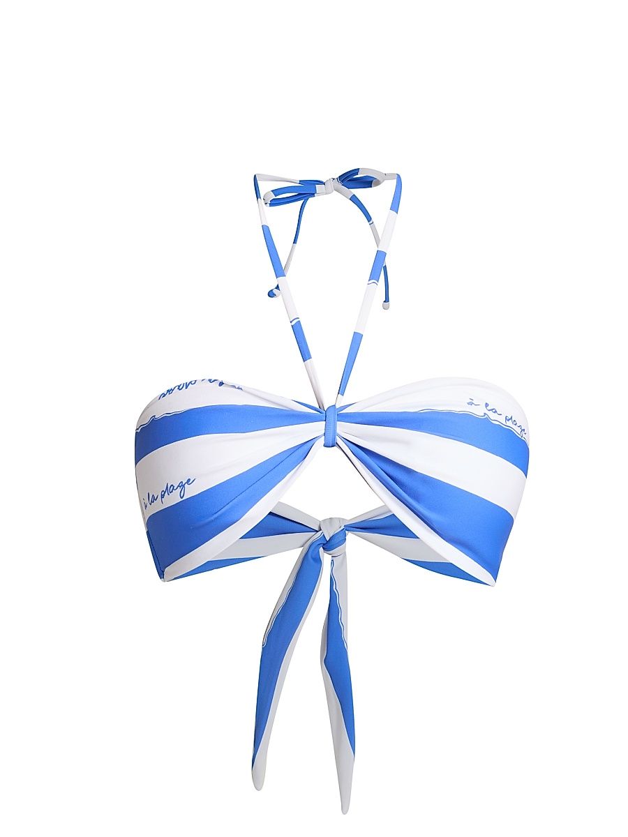 Women's A La Plage Striped Halterneck Bikini Top - Blue - Size Large