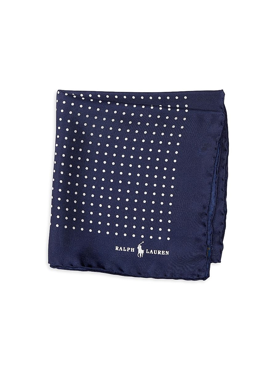 Men's Polka Dot Silk Pocket Square - Navy