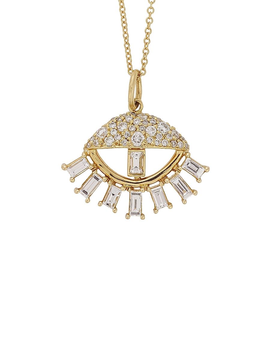 Women's The Edit 18K Yellow Gold & Diamond Sleepy Eye Pendant Necklace - Yellow Gold