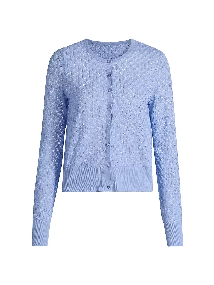 Women's Pointelle-Knit Cardigan - Bluebell - Size XL