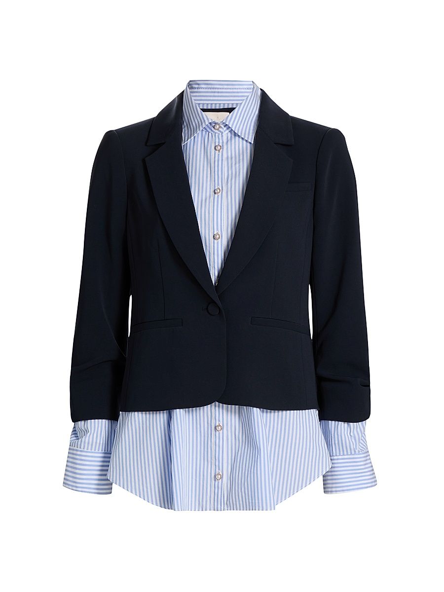 Women's Aron Layered Blazer - Navy Blue Stripe - Size 10