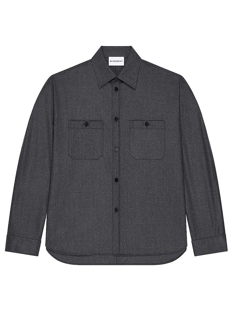 Men's Couture Seam Overshirt in Flannel - Grey Mix - Size Large