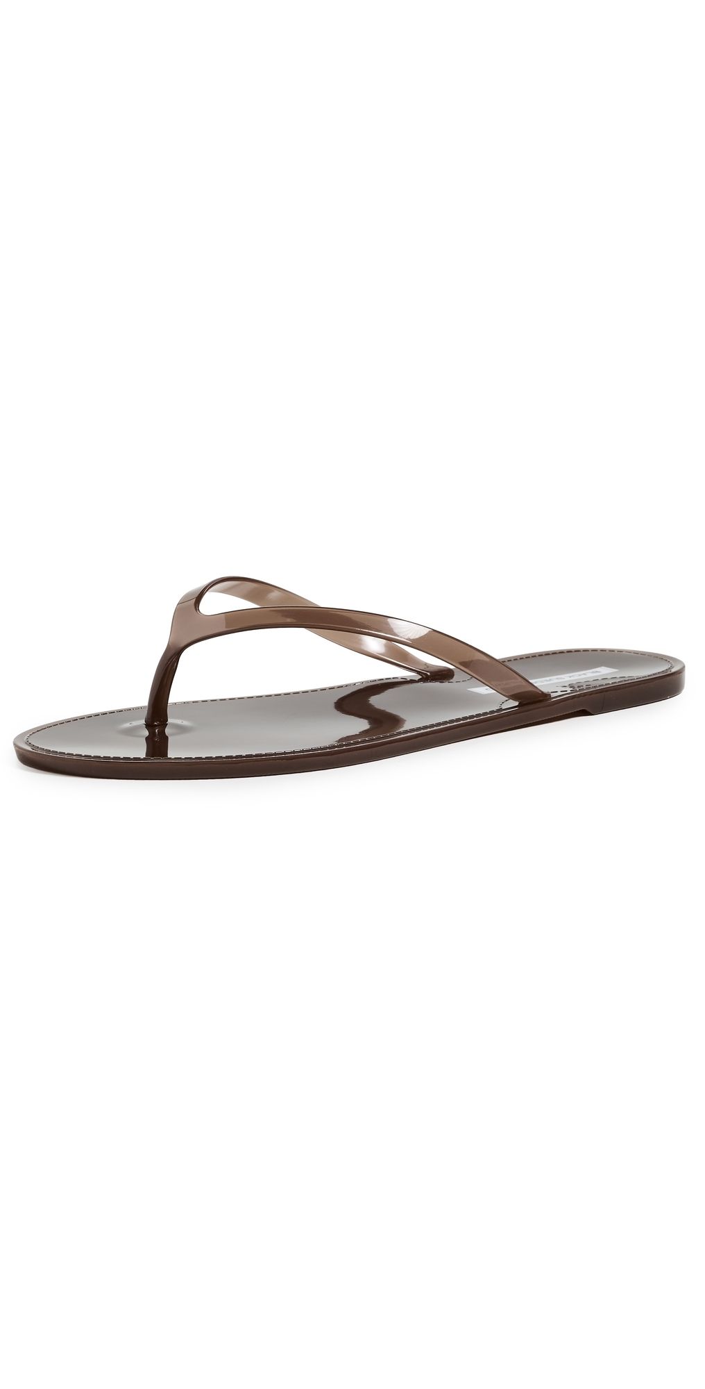 Black Suede Studio Crystal Jelly Flip Flops Chestnut 37