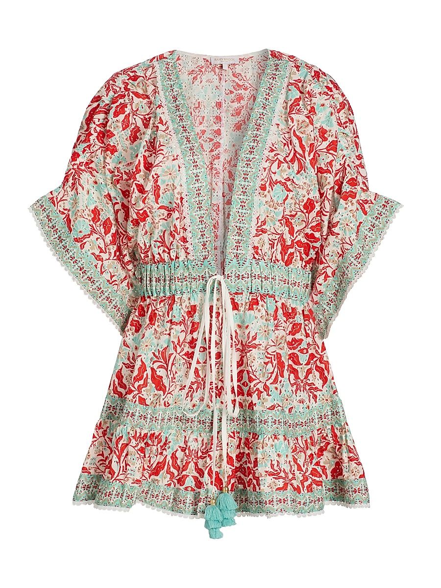 Women's Margo Cotton Cover-Up Minidress - Flame Combo - Size XL