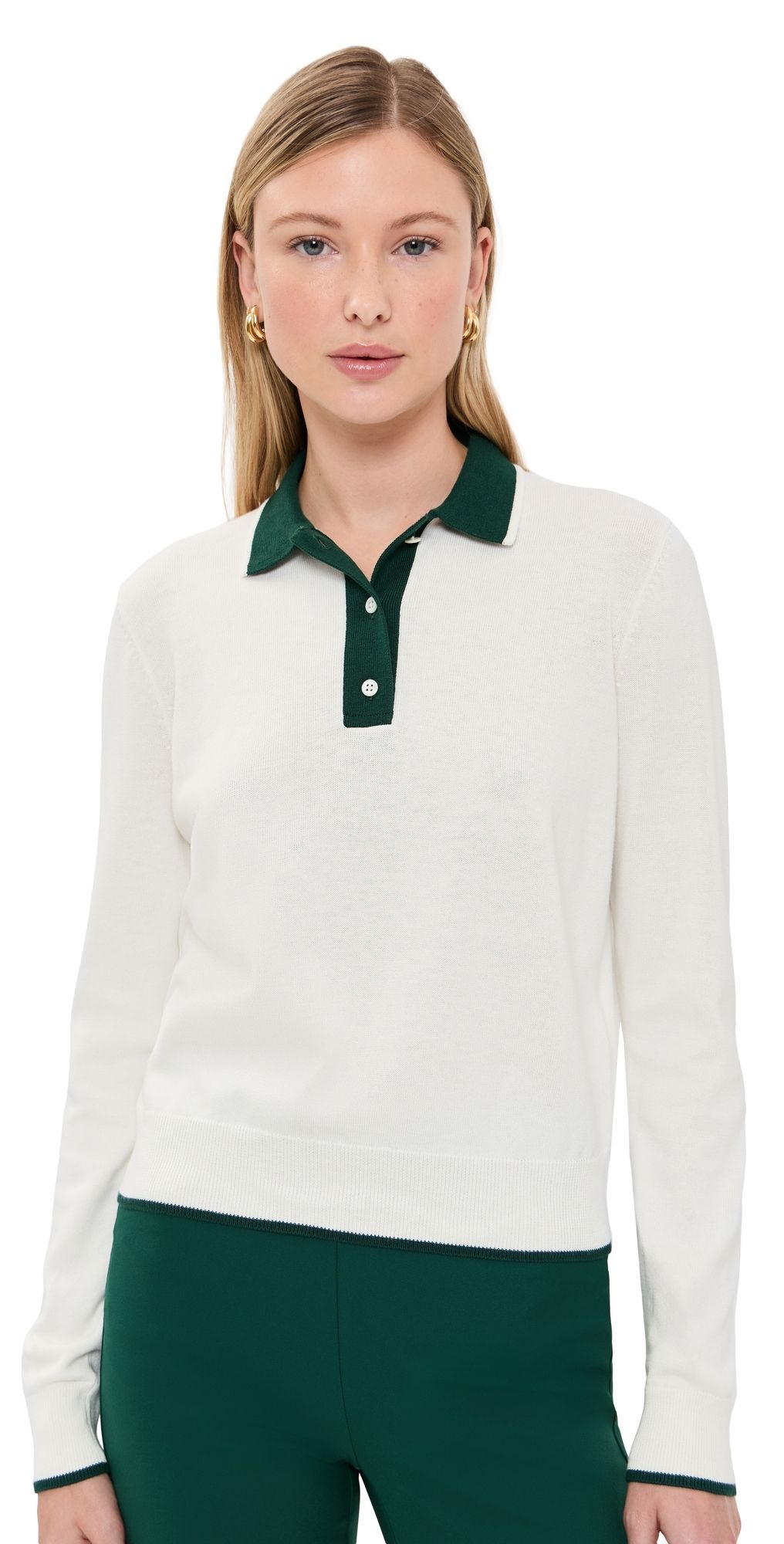 RLX Ralph Lauren Collared Polo Sweater White Splash/Moss Agate XS