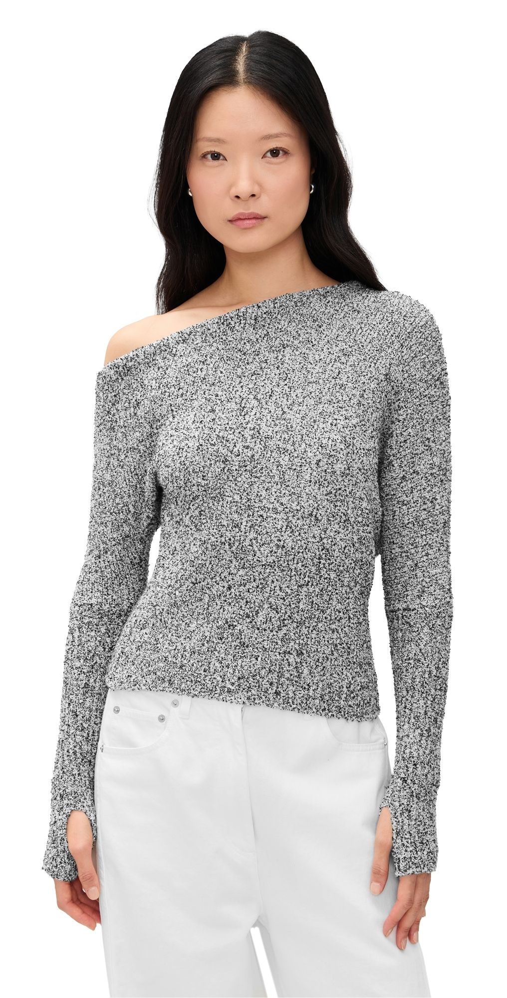 Enza Costa Boucle Knit Slouch Sweater Pepper S
