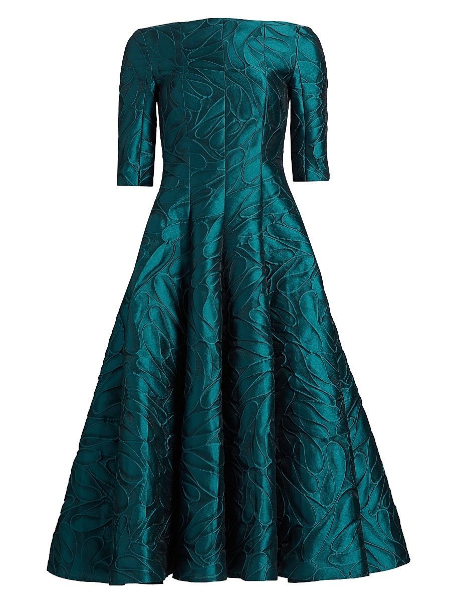 Women's Jacquard Fit-And-Flare Midi-Dress - Dragonfly - Size 16