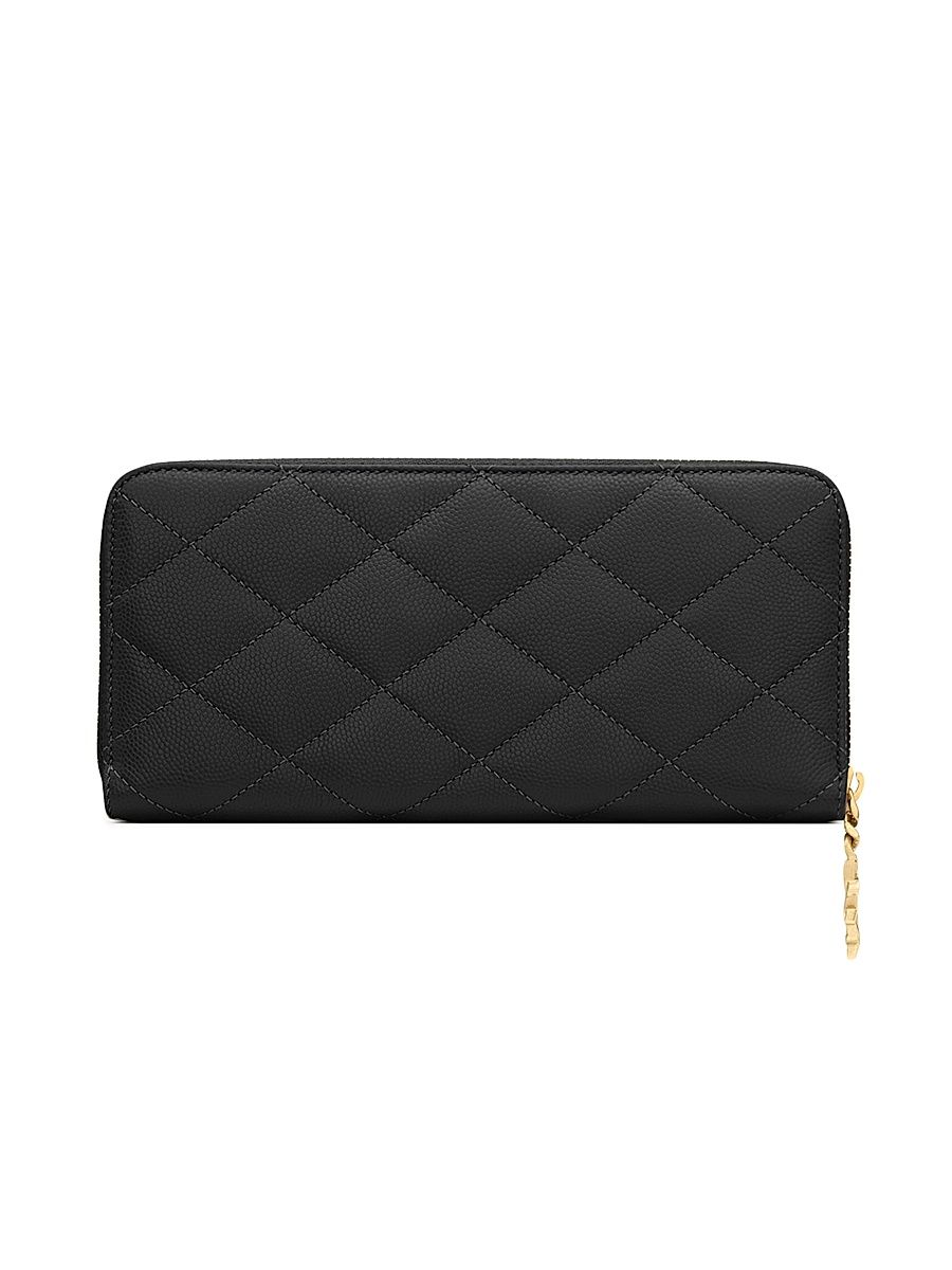 Women's Cassandre Bijou Zip Wallet in Grain De Poudre Leather - Black