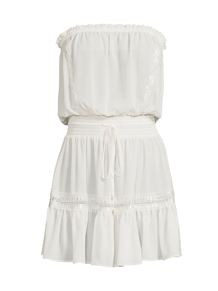 Women's Natalia Eyelet Strapless Cover-Up Minidress - White - Size XL