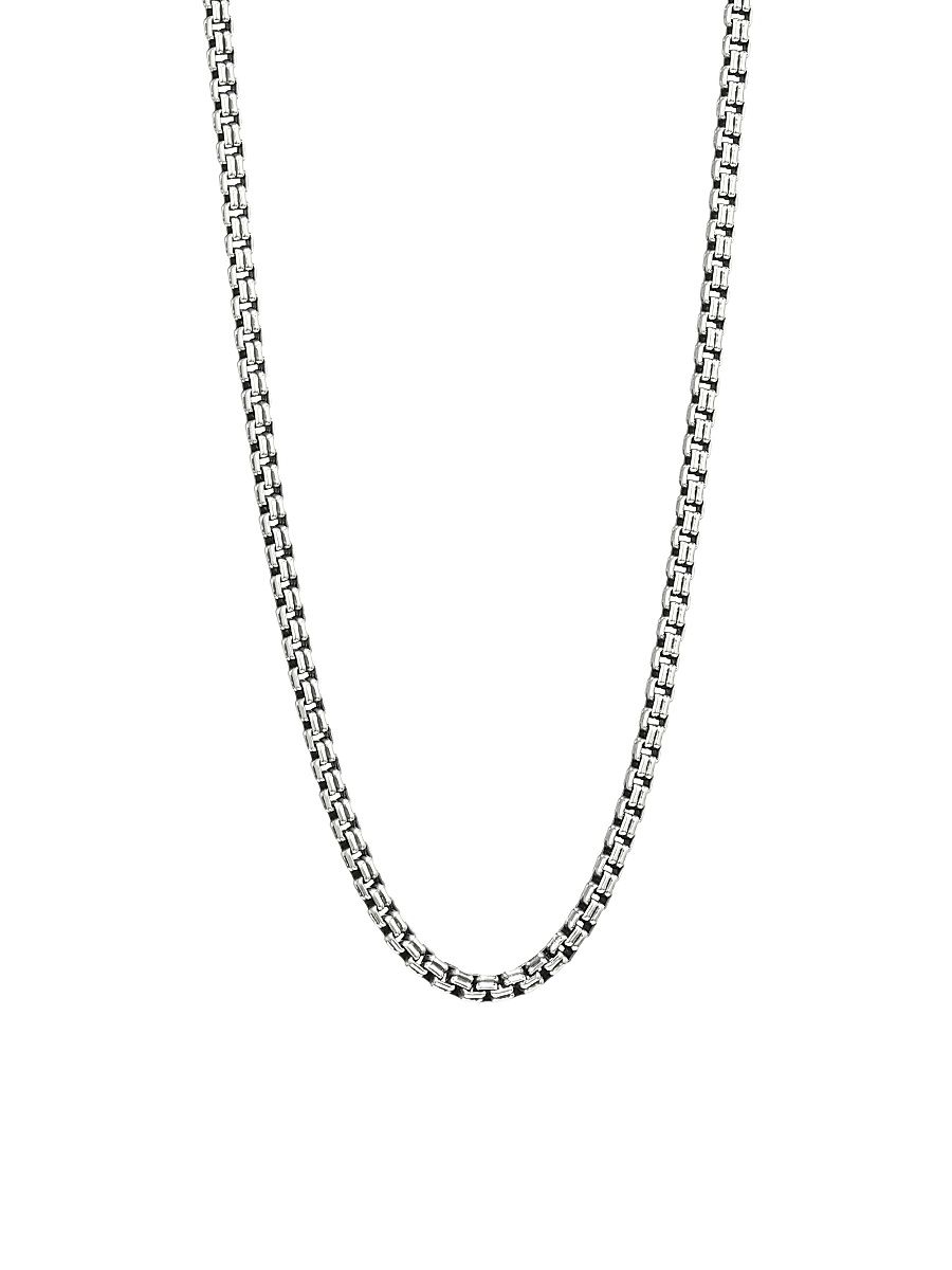 Men's The Chain Collection Sterling Silver Small Double Box Chain Necklace - Silver - Size 26