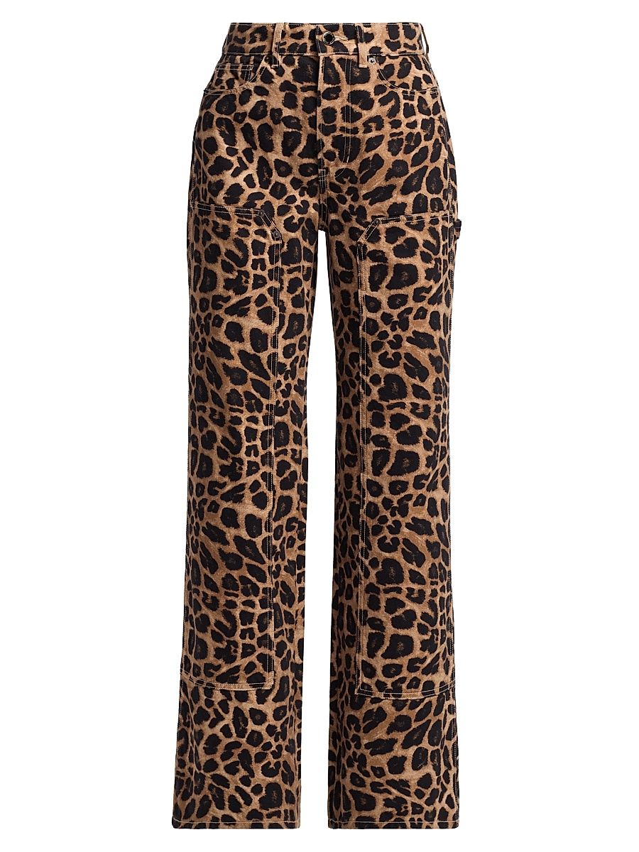 Women's Taylor Leopard-Print High-Rise Wide-Leg Jeans - Washed Leopard - Size 29