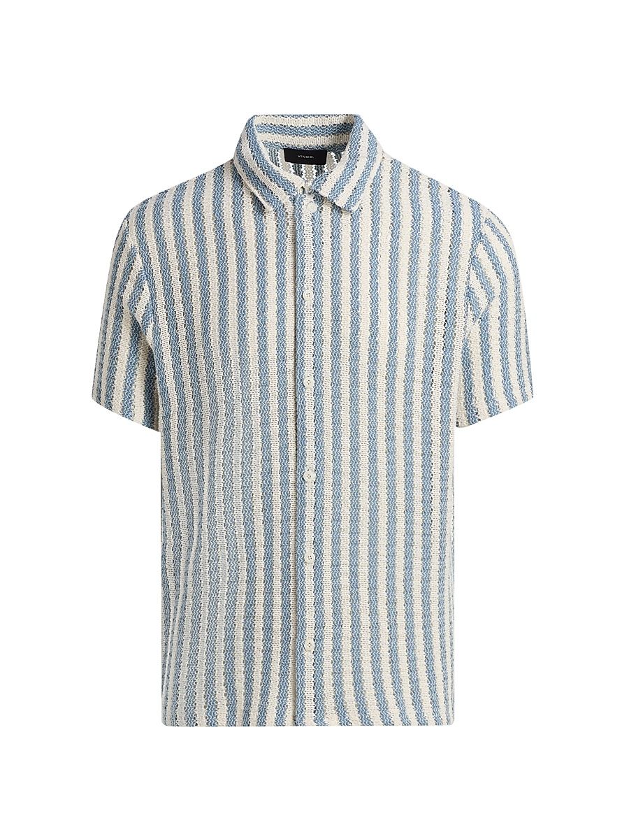 Men's Playa Striped Cotton-Blend Shirt - Uniform Blue Combo - Size XL