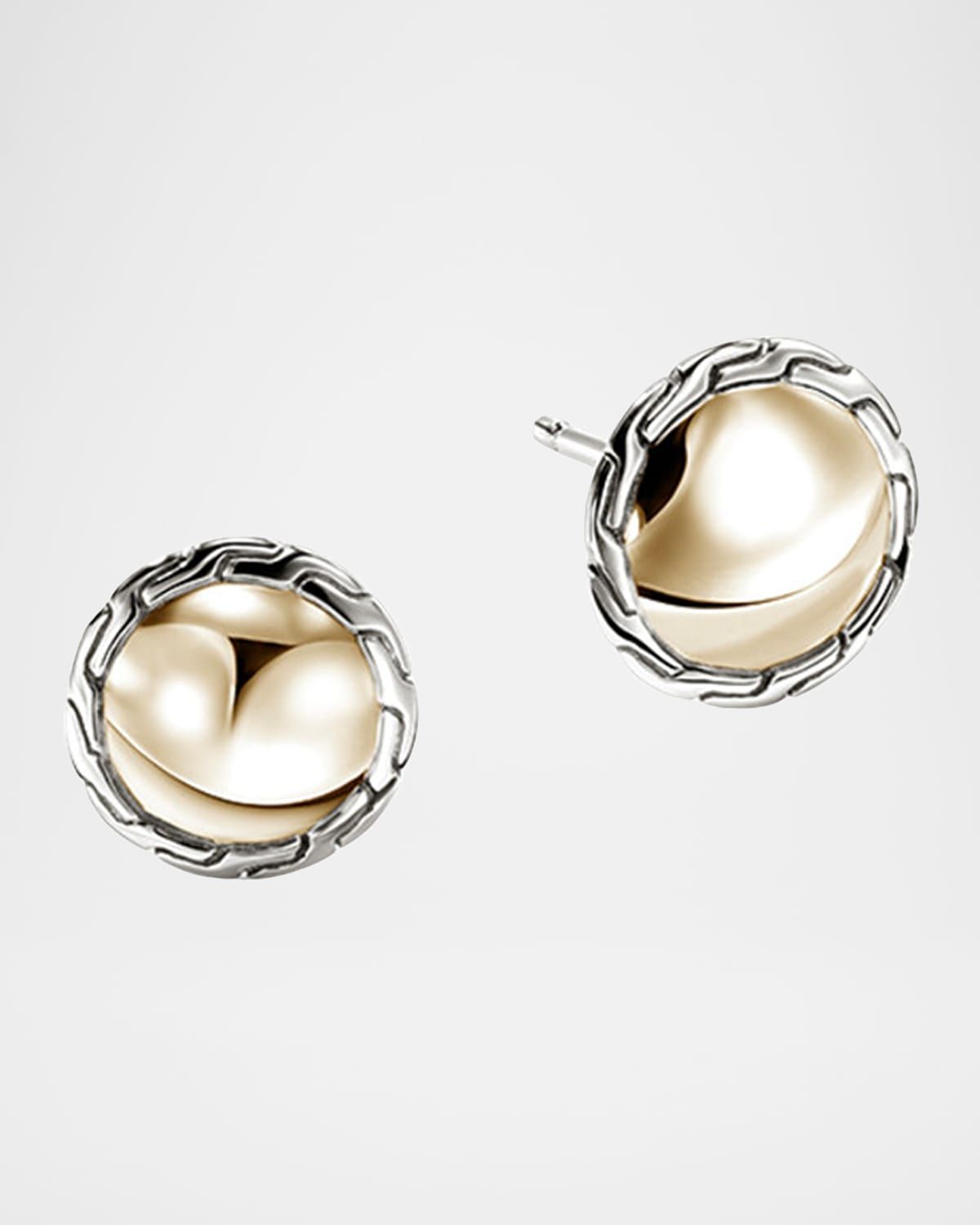 JH Essential 14K Yellow Gold and Sterling Silver Stud Earrings, 10mm