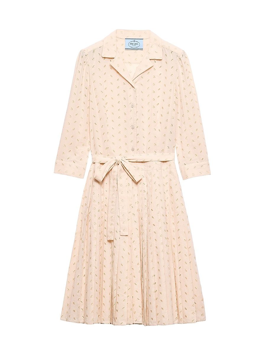 Women's Eyelet Lace Shirt Dress - Pink - Size 8