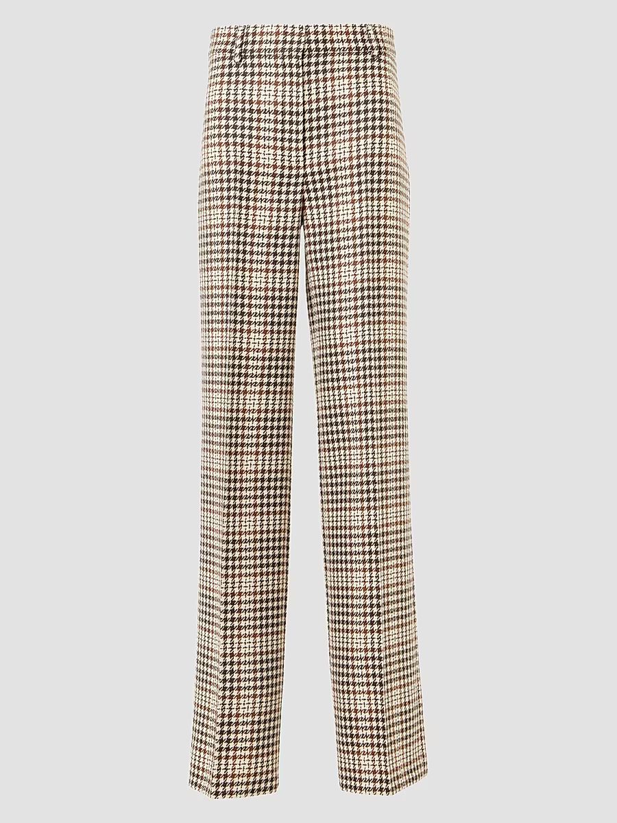 Women's Chiaro Plaid Wool-Blend Tweed Pants - Winter White Espresso - Size 16