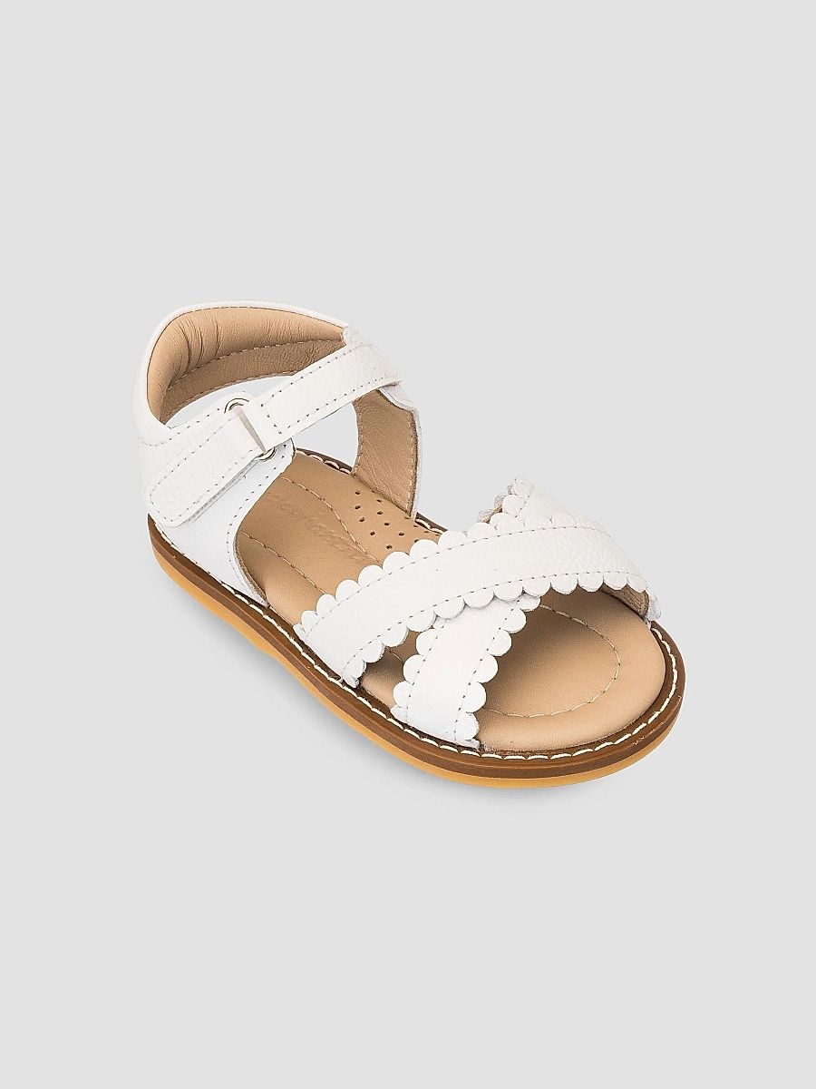 Elephantito Girl's Baby Girl's Bloom Leather Sandals - White - Size 3 (Child)