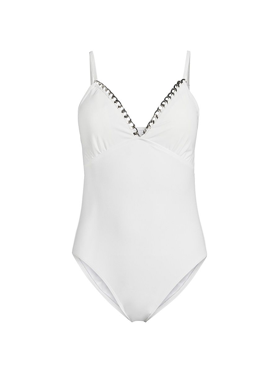Women's Rosalie Chain One-Piece Swimsuit - Ivory - Size Large