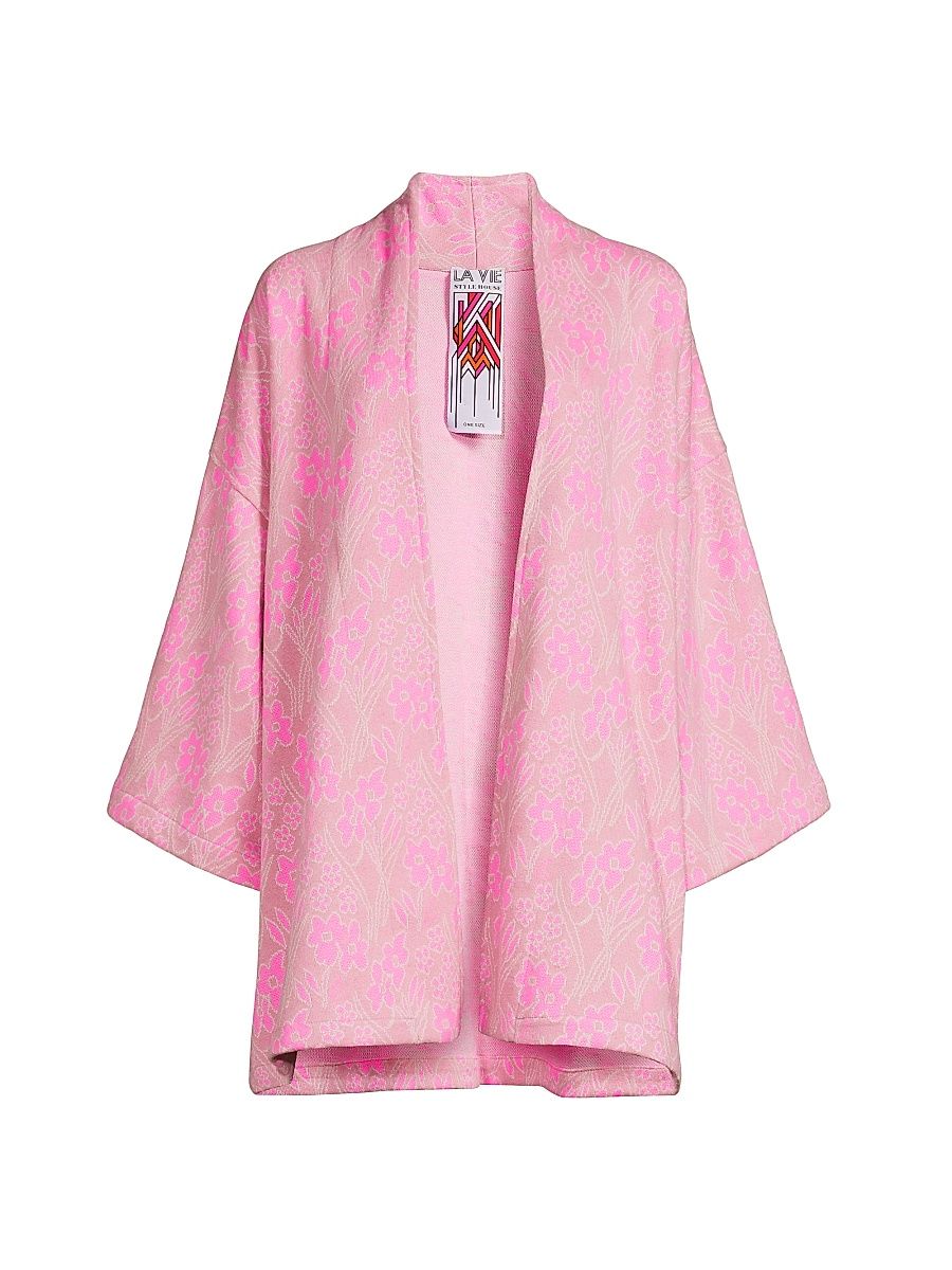Women's Floral Jacquard Mini Duster - Pink