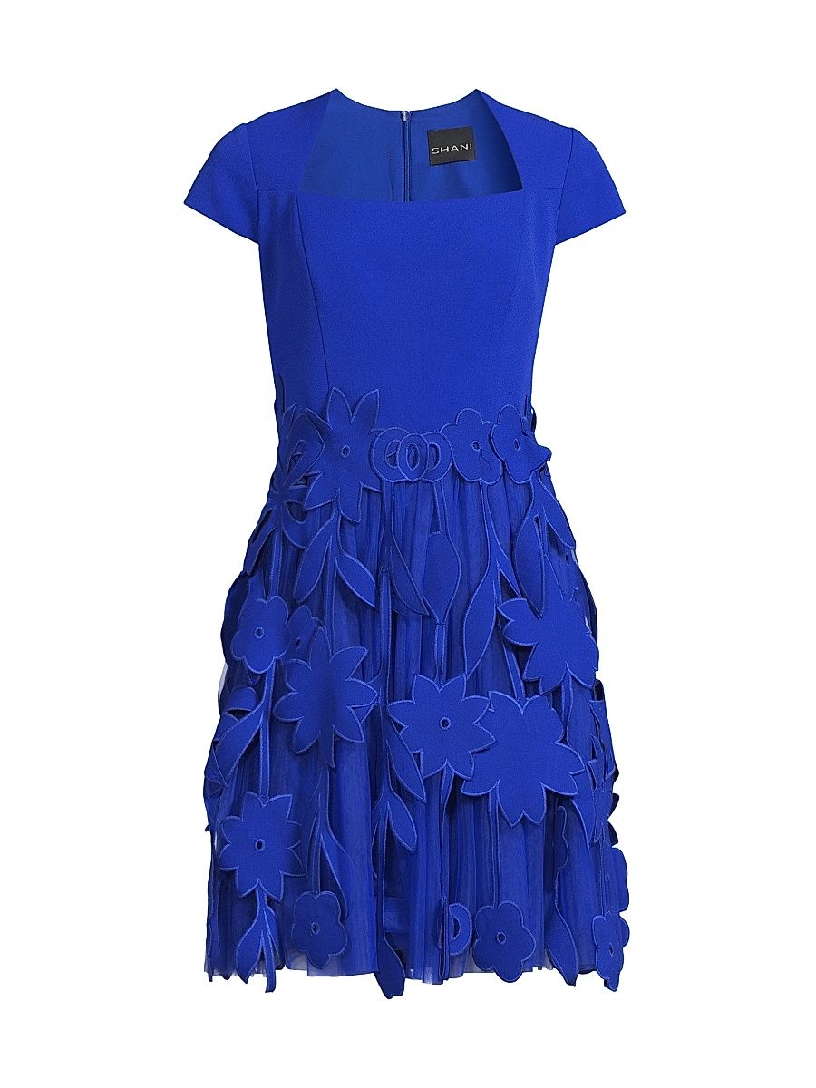 Women's Crepe Fit & Flare Dress - Blue - Size 16