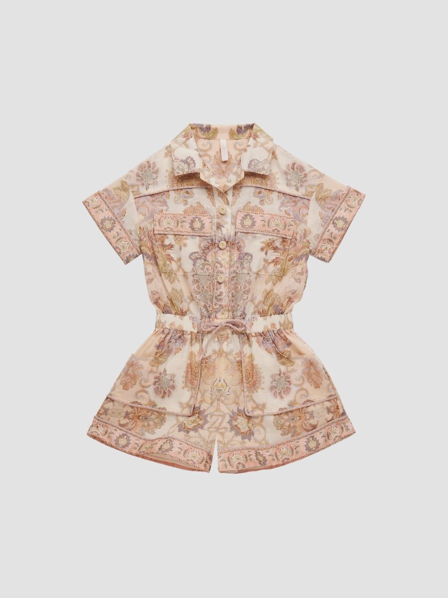 Zimmermann Girl's Baby Girl's, Little Girl's & Girl's Echo Floral Cotton Playsuit - Cream Jacobean - Size 12