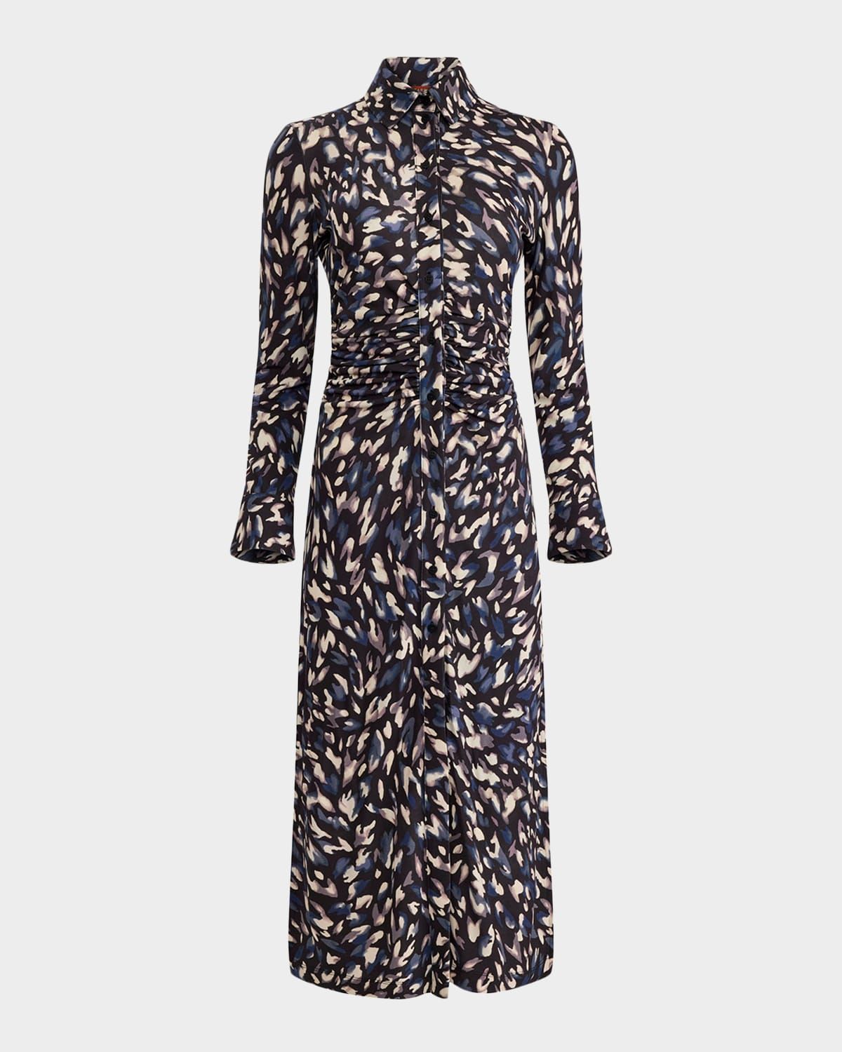 Claudia Abstract Animal Button-Front Maxi Dress