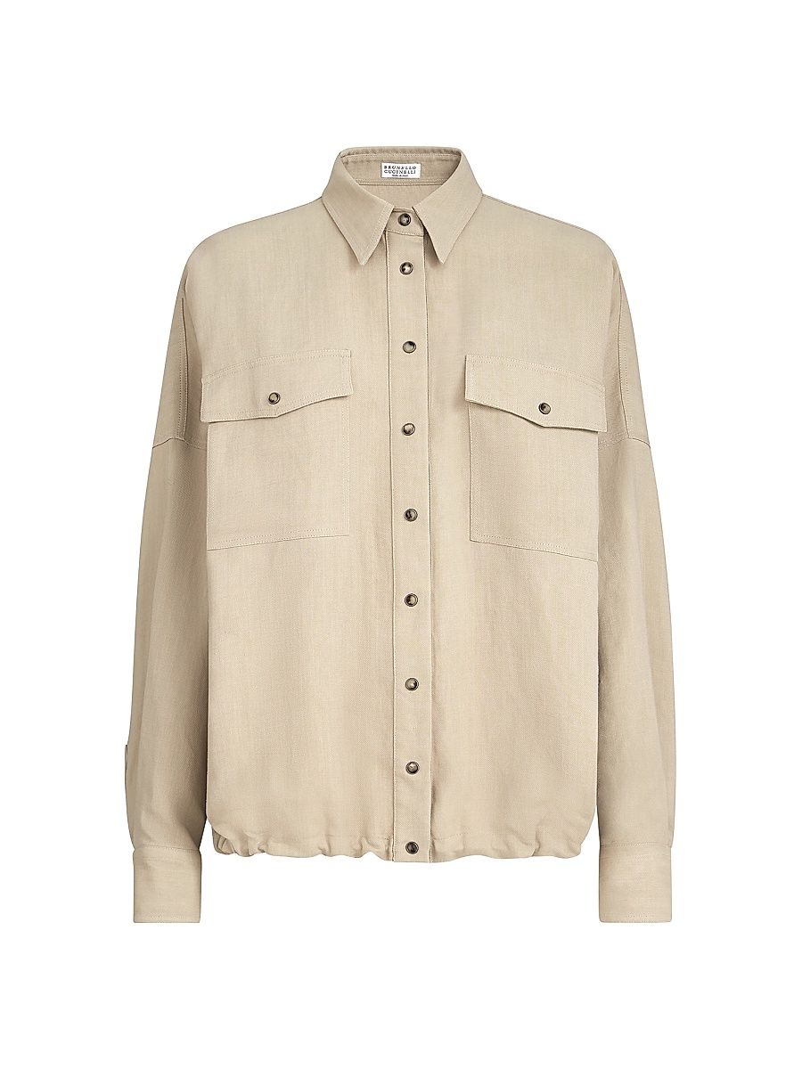Women's Viscose and Linen Fluid Twill Shirt - Sand - Size XXXL