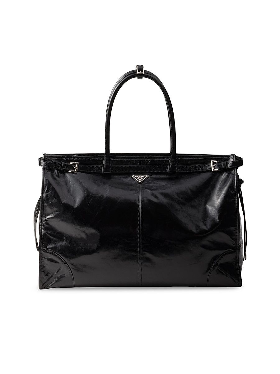 Men's Leather Tote Bag - Black
